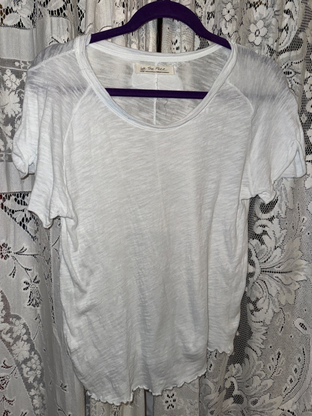 We The Free White Slub Scoop Neck Tee